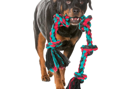 Flossy Chews Cottonblend 3 Knot Tug Rope Dog Toy, Extra-Large, 36", Assorted Colors