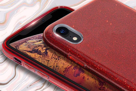 Iphone XR Case,Bling Sparkle Cute Girls Women Protective Case for Iphone XR 6.1"(Red)