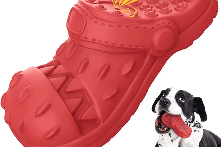 Squeaky Dog Toys Large Dog Chew Toy for Aggressive Chewer, 100% Safe Natural Soft Rubber Beef Flavor Dog Toys