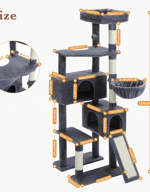 Load image into Gallery viewer, 61" Cat Tree Tower for Indoor Cats with Platform and Scratching Posts, Cat Condo Cat Tree House in Pet Supplies, Gray

