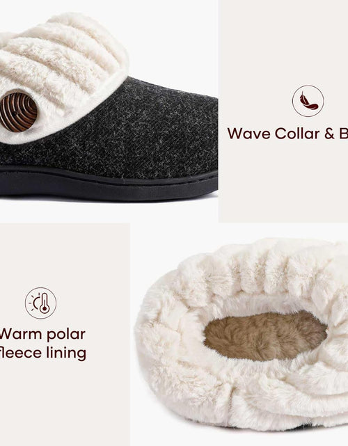 Load image into Gallery viewer, Women'S Wool Cozy Memory Foam Winter Slippers Indoor Outdoor with Fuzzy Faux Fur Collar

