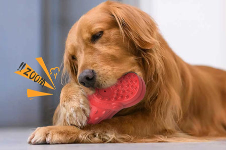 Squeaky Dog Toys Large Dog Chew Toy for Aggressive Chewer, 100% Safe Natural Soft Rubber Beef Flavor Dog Toys