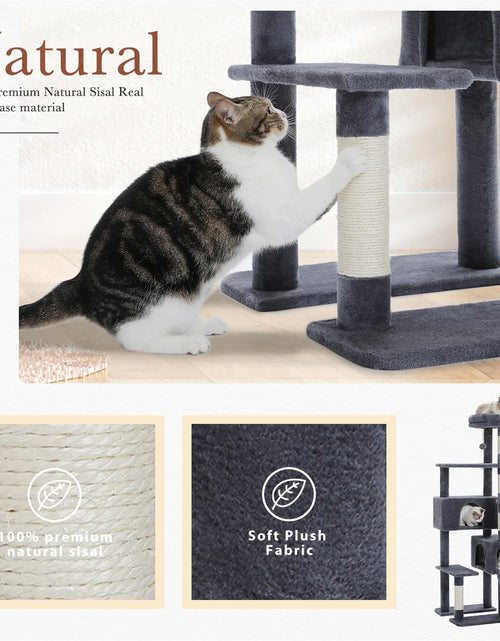 Load image into Gallery viewer, 61" Cat Tree Tower for Indoor Cats with Platform and Scratching Posts, Cat Condo Cat Tree House in Pet Supplies, Gray
