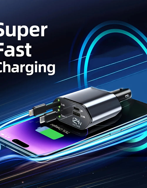 Load image into Gallery viewer, Retractable Car Charger 4 in 1 Fast Car Phone Charger 120W with USB Type C Cable
