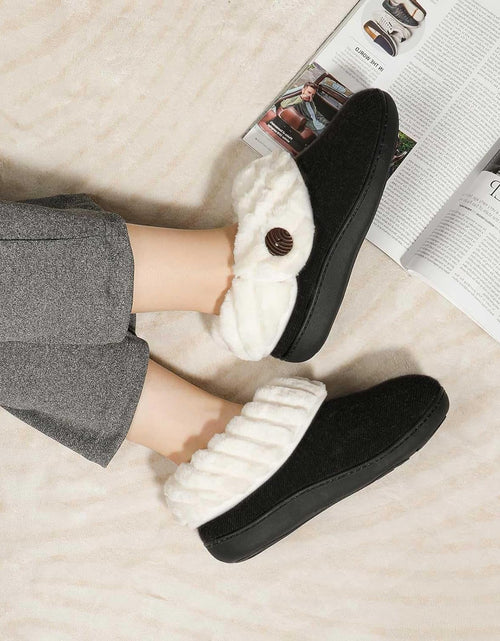 Load image into Gallery viewer, Women'S Wool Cozy Memory Foam Winter Slippers Indoor Outdoor with Fuzzy Faux Fur Collar
