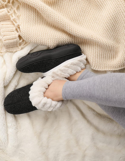Load image into Gallery viewer, Women'S Wool Cozy Memory Foam Winter Slippers Indoor Outdoor with Fuzzy Faux Fur Collar
