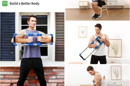 Push down Bar Machine - Chest Expander at Home Workout Equipment, Arm Exerciser Portable Spring Resistance Exercise Gym Kit for Home, Travel or Outdoors