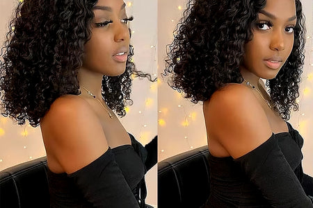 Water Wave Bob Human Hair Wigs Brazilian Water Wave Bob Wigs  HAIR 4X4 Lace Closure Wigs Short Bob Lace Front Wigs for Women