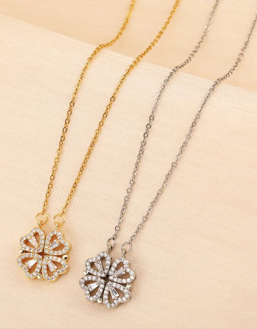 Load image into Gallery viewer, Rose Gift Box Four -Leaf Grass Necklace Heart Necklace Cute Four Leaf Clover Necklace Dainty Gold Necklaces Gifts for Girlfriend
